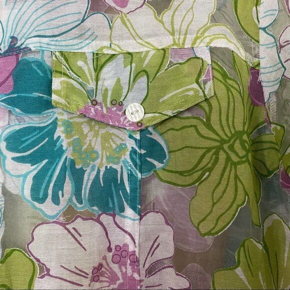 Vintage Keneth Too Sheer Floral Zippered Jacket Size Petite Large - Picture 3 of 6